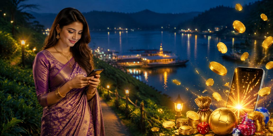 রাঙামাটির চা বাগানের পাশে মোবাইলে jaya7777 ক্যাসিনো গেম উপভোগ করছেন একজন খেলোয়াড়