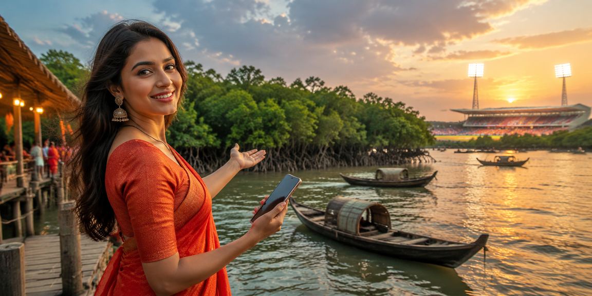 সিলেটে সমুদ্র সৈকতের কাছে ক্রিকেট বেটিং উপভোগ করছেন একজন ব্যক্তি